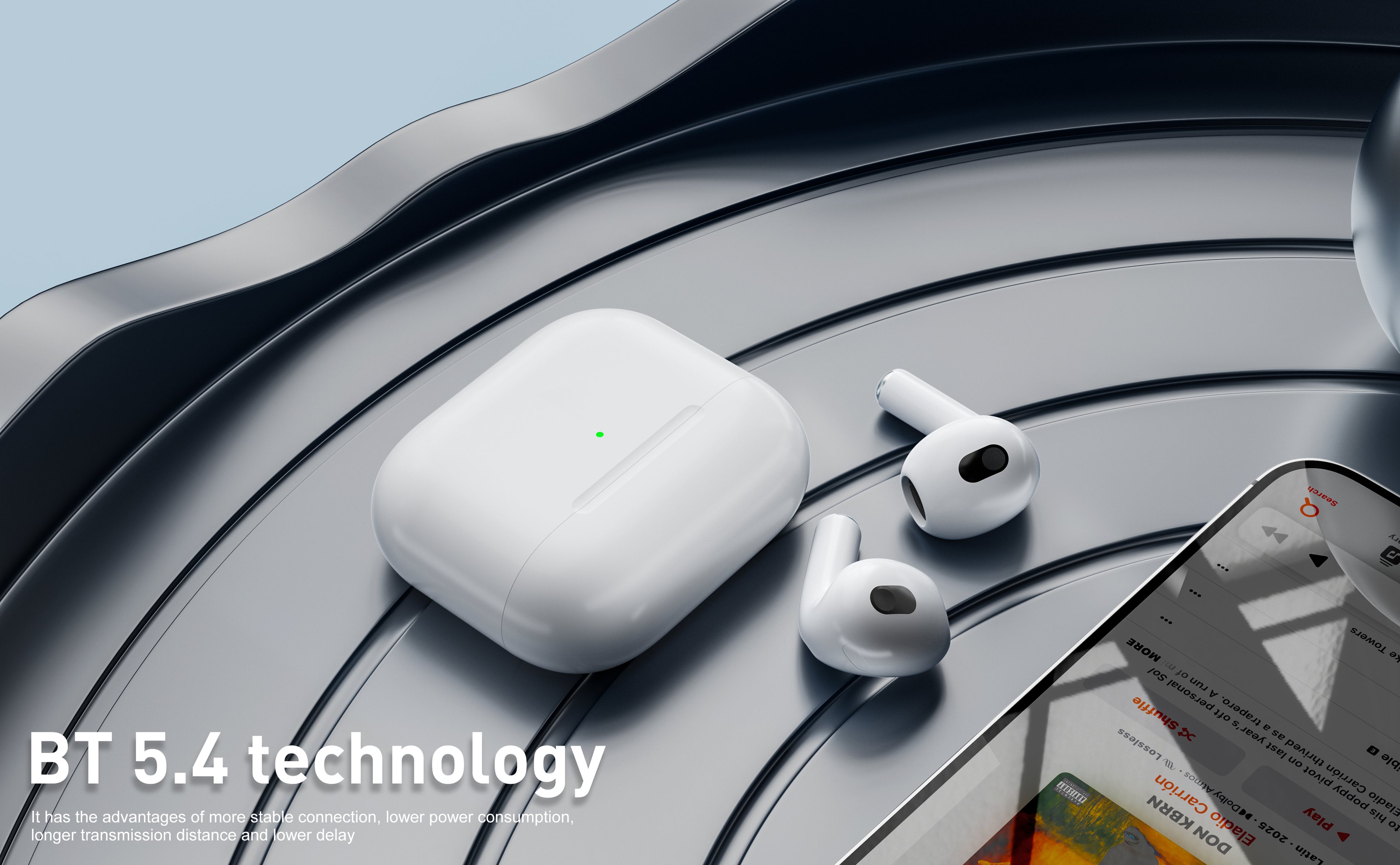Auriculares Bluetooth blancos tipo AirPods sin goma | Diseño moderno y conexión estable(VEN-DENS BT021)