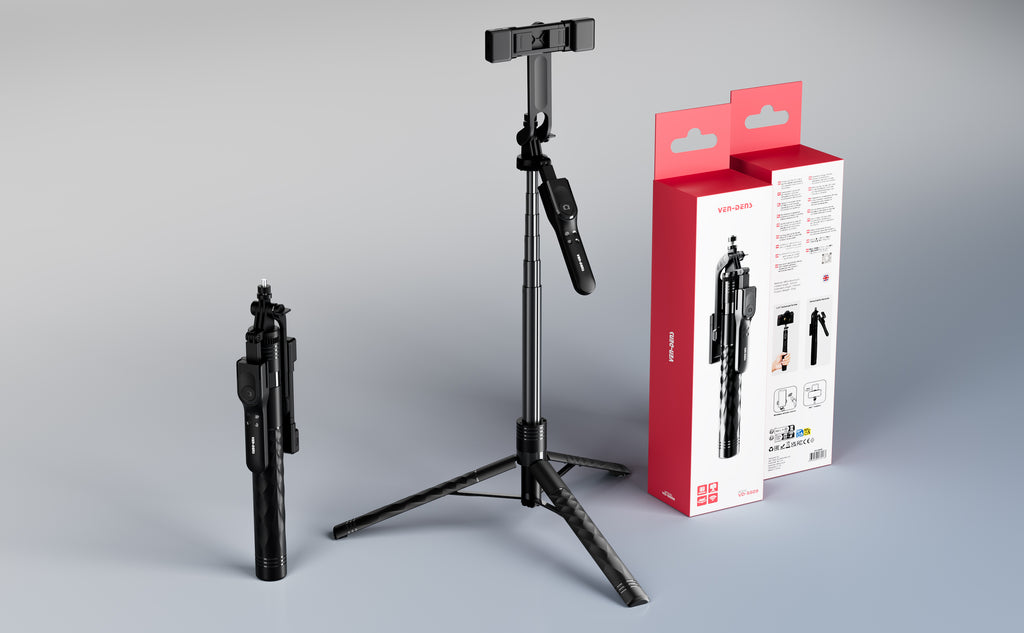 Palo selfie trípode 1750mm | extensible, Bluetooth, aluminio profesional（VEN-DENS SS09)
