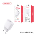 Cargador rápido USB-C 20W P | Cargador Type-C para iPhone, Samsung y iPad (VEN-DENS VD-TC012BC)