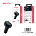 Cargador coche USB-C + USB 40W | Doble Type-C PD20W + USB QC18W con luz LED（VEN-DENS CC008)