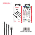 Cable 3 en 1 USB de carga rápida | Nylon trenzado y conectores metálicos (USB-C, Lightning, Micro USB)(VEN-DENS DCA01)