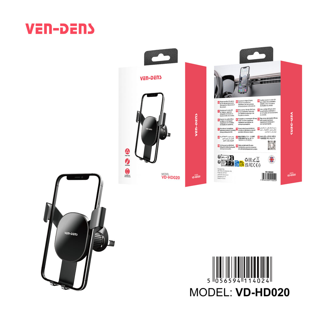 Soporte móvil coche rejilla ventilación | Sujeción firme con pinza, rotación 360°, soporte universal（VEN-DENS HD020)