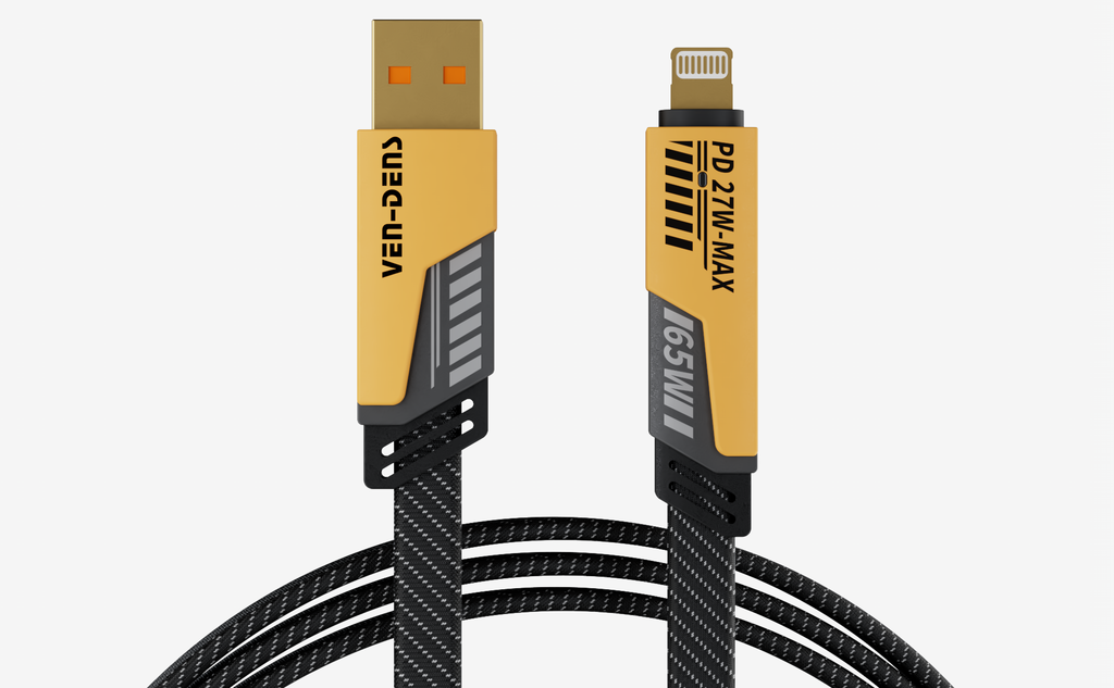 Cable 4 en 1 de carga rápida 65W | Nylon trenzado y conectores de aleación de zinc (USB-C, Lightning)(VEN-DENS DCA05)
